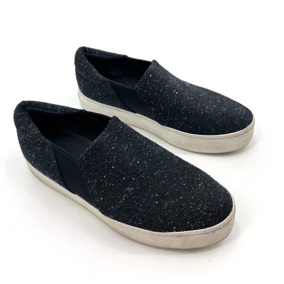 Vince Navy Tweed Warren Slip-On Women's Platform Sneakers 10 - Picture 1 of 6